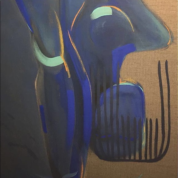 Painted tapestry. Nude lady in a desert
